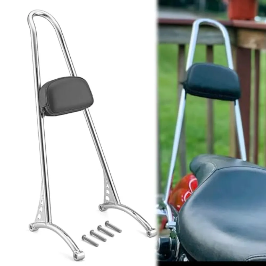 

21" Tall Sissy Bar Passenger Backrest Classic Styled Chrome Compatible with Harley Sportster XL 883 1200 1996-2003