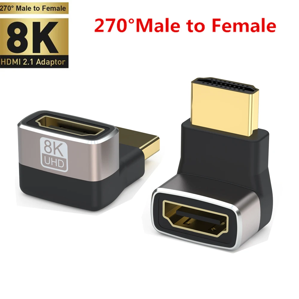 8K HDMI 2.1 Adapter 90 270 Graden Haakse Man-vrouw Converter HDMI Kabel Uitbreiding Connector Voor TV laptop PC Monitor