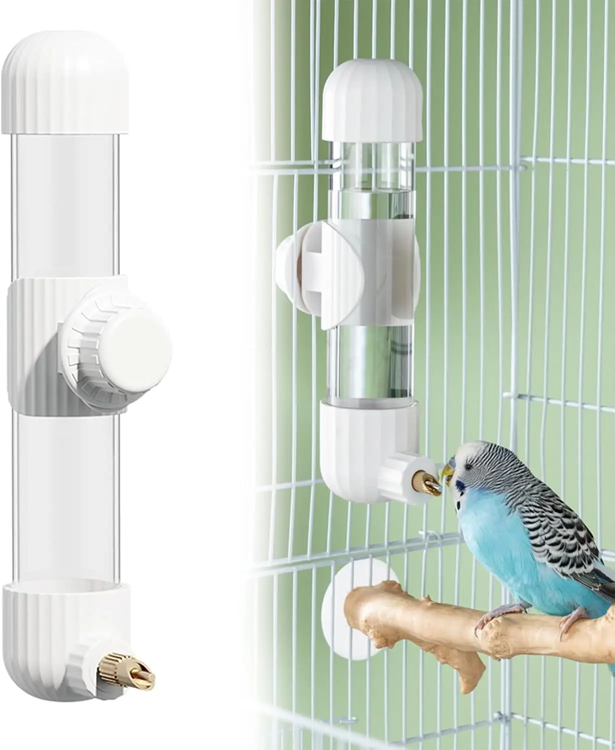 

7.4 Fl Oz Bird Water Dispenser Automatic No Mess Bird Feeder Parakeet Dispenser, Clear Cage Drinker for Conure