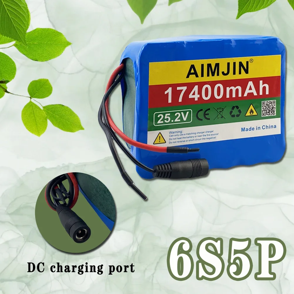 

25.2V 17400mAh 6S5P 18650 rechargeable lithium battery pack with built-in BMS electric battery pack and charger