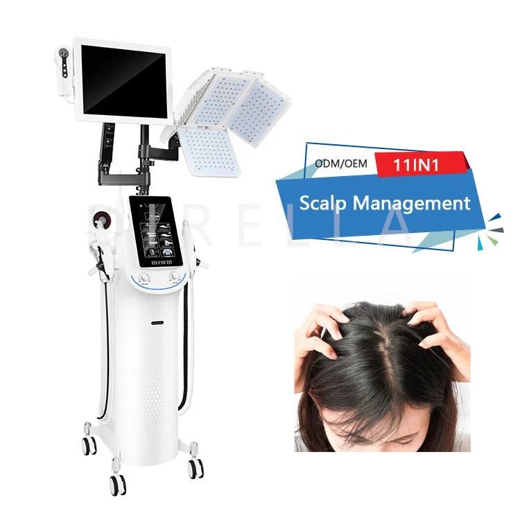2026 Latest Professional 11-in-1 Scalp Analyzer Hair Care System Red Light Therapy Electric Head Massager Hair Growth for Salon