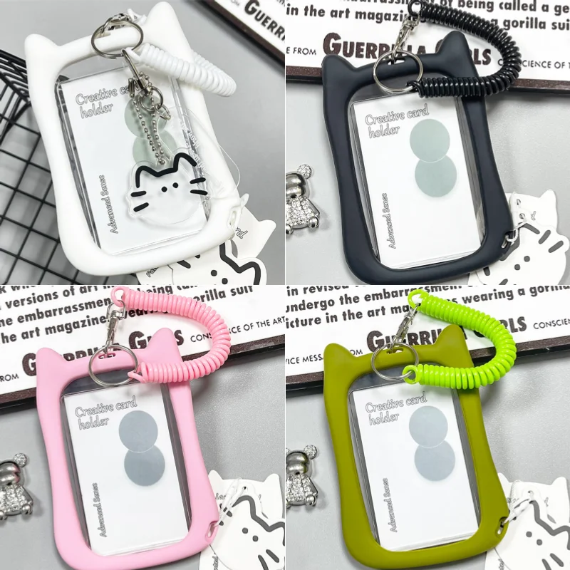 1 قطعة غطاء بطاقة الأذن القط شفافة المعبود صور الكرتون واقية حامل بطاقة حافلة مترو الانفاق معلقة حبل الحرم الجامعي معرف الحماية #1