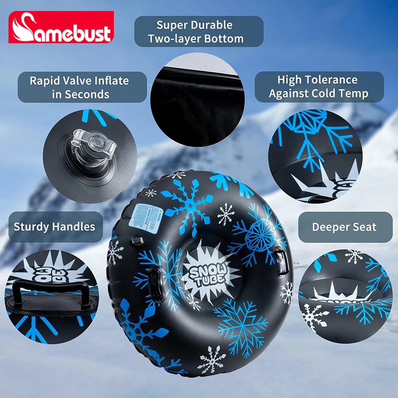 زلاجة ثلجية قابلة للنفخ للترفيه للشتاء ، حجم كبير ، أنبوب للخدمة الشاقة ، 47 في ، مادة سميكة ، من من من من من من من الحجم الصغير ، مقاسات كبيرة