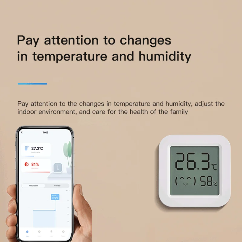 Bluetooth-Compatible Thermometer Hygrometer Indoor Smart Temperature Humidity Sensor Electric LCD Digital Works With Tuya Alexa