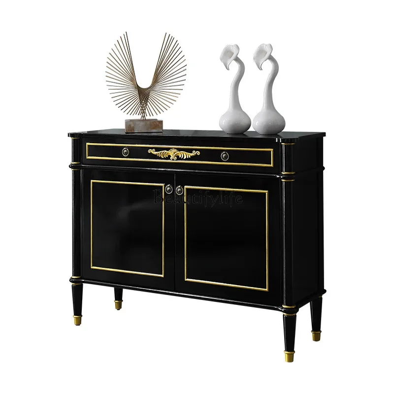 

ls 42European neoclassical solid wood porch cabinet American postmodern light luxury wall side cabinet