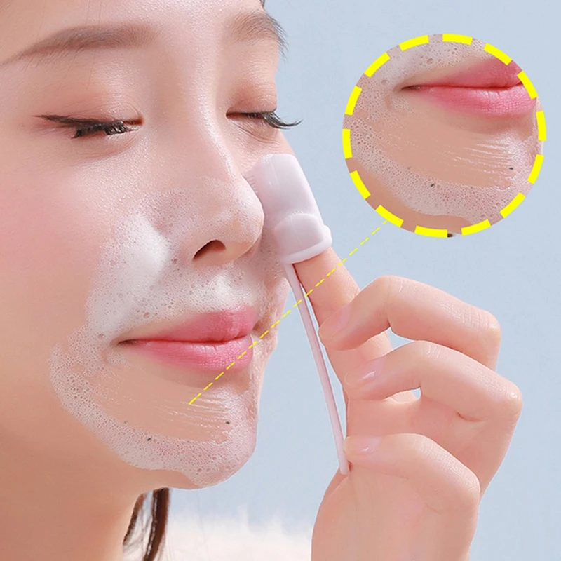 แปรงจมูกซิลิโคนทําความสะอาดรูขุมขนบนใบหน้าแบบพกพา Blackhead แปรงนวดความงามเครื่องมือทําความสะอาดใบหน้าขัดจมูก