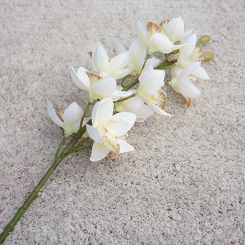 Luxurious Large Cymbidium branch Real touch 3D printing orchid Artificial Flowers living room decoration flores artificiales view 5