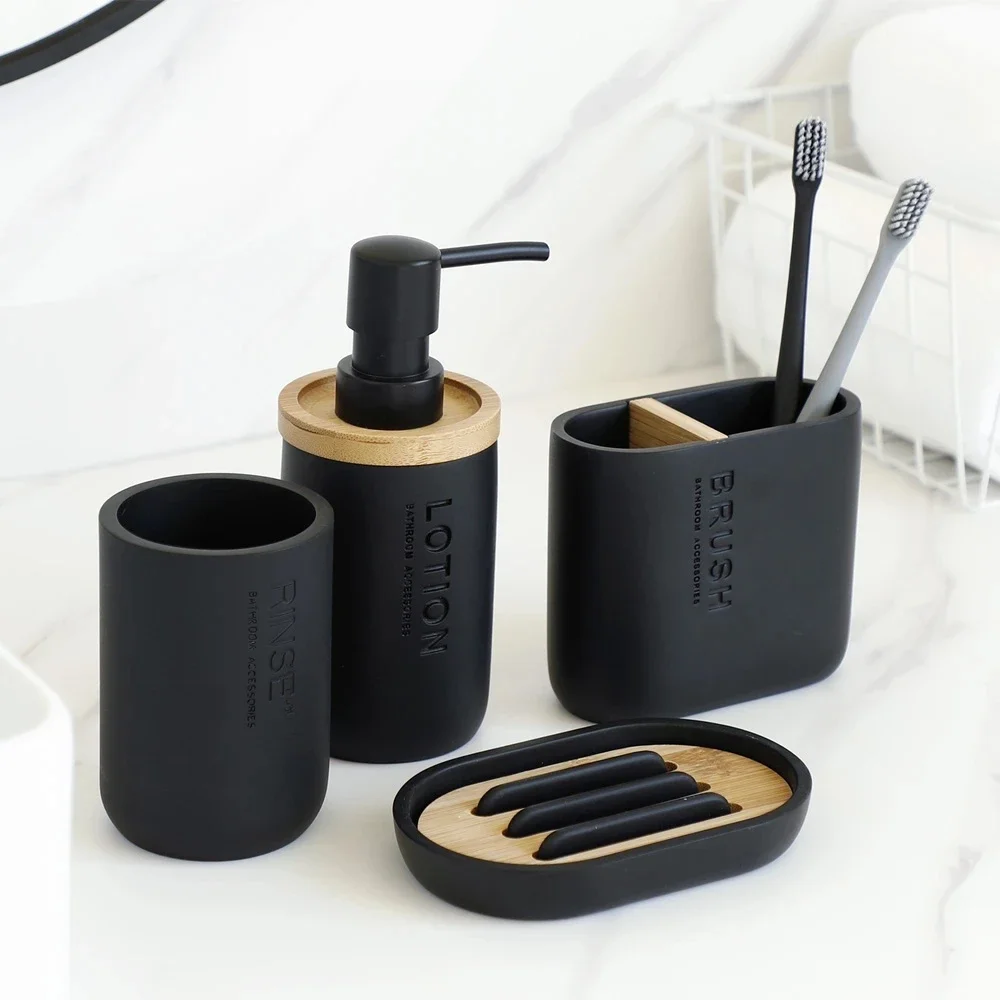 1/4/6Pcs Bathroom Accessories Washing Toothbrush Toothpaste Holder Liquid Soap Dispenser Box Pump Bottle Wash Toilet Brush Set