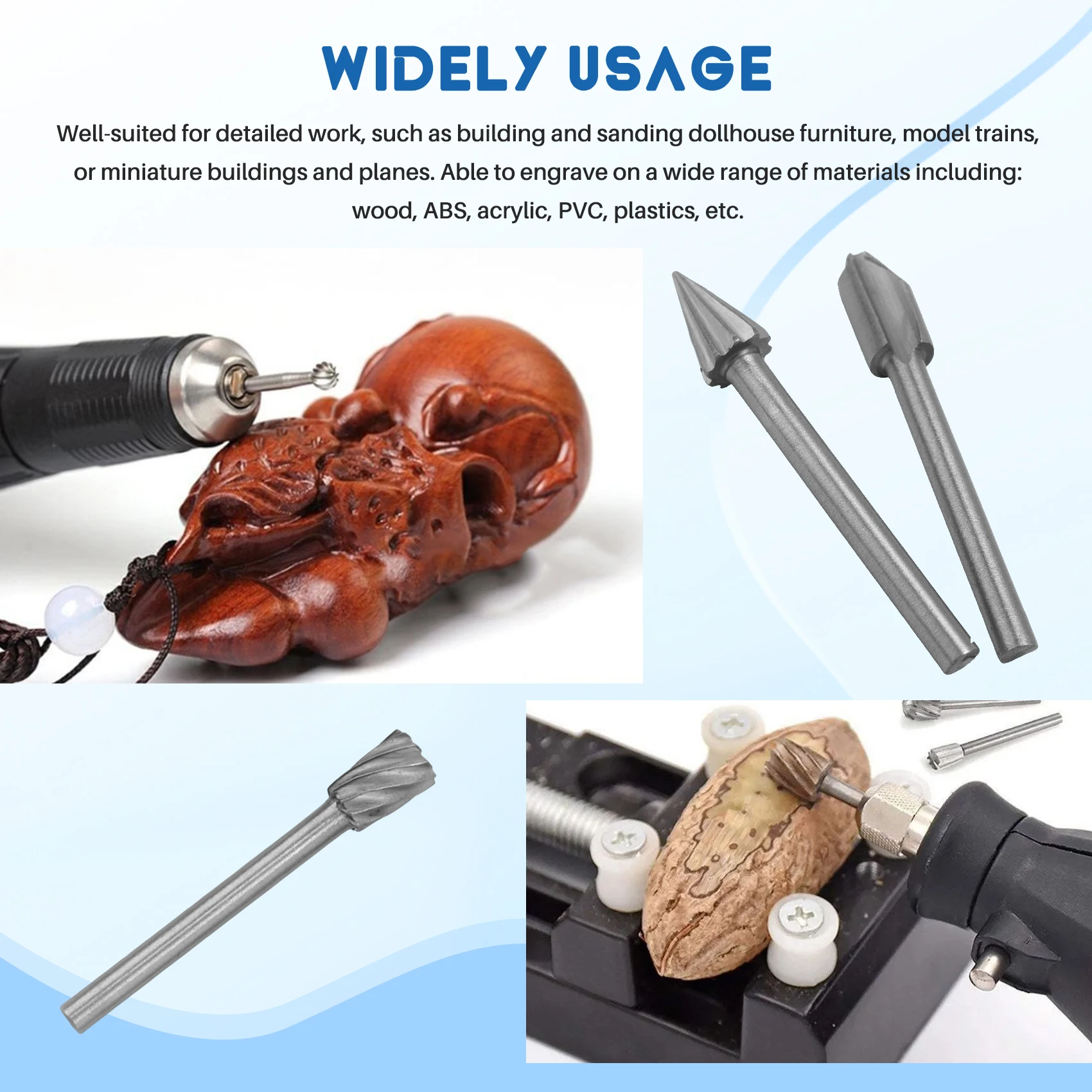 20Pc HSS Router Carbide Engraving Bits For Dremel Router Bit Set 1/8 Inch(3Mm) Shank For Dremel Proxxon Rotary Tools-B51B