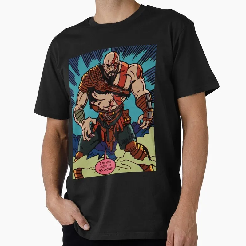 God of War Kratos T Shirt NEW MONSTER Gaming Graphic Tee Spartan Warrior Ragnarok Streetwear Short Sleeve Unisex Gamer Gift Tops