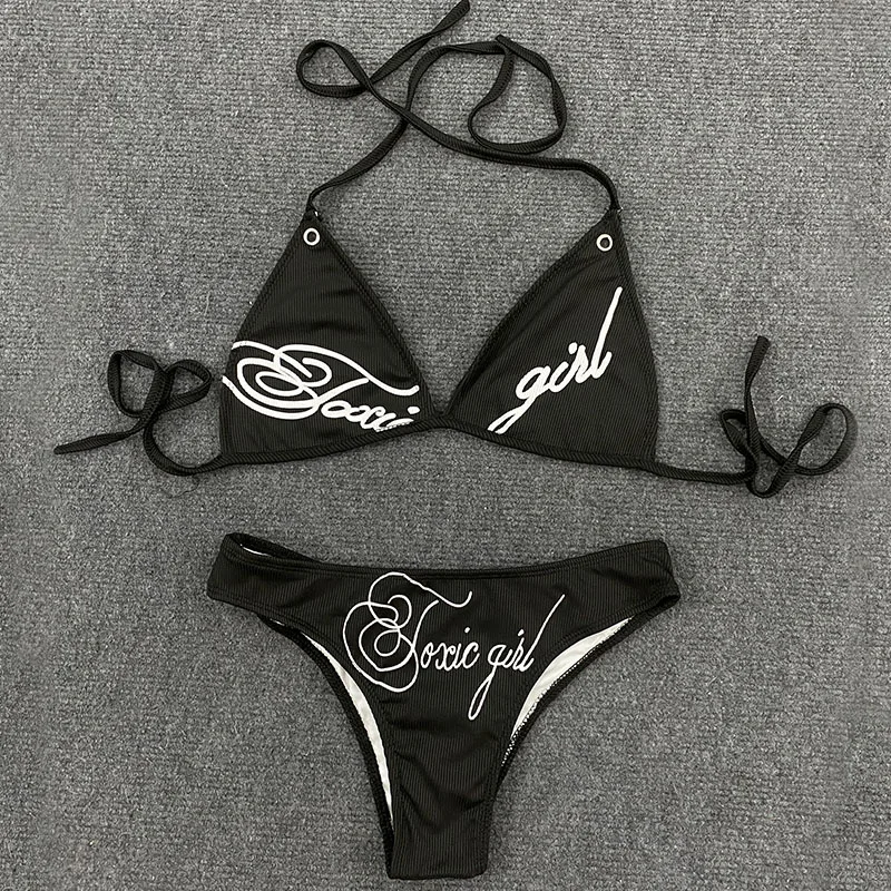 

Эстетический костюм 2000-х годов, пляжная вечеринка, купальник Fission Darkly, готический, облегающий, с открытой спиной, без рукавов, сексуальное летнее бикини для девочек-эмо