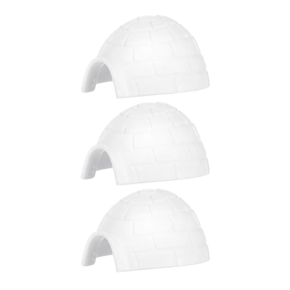 3Pcs Realistic Mini Ice House Decor Simulated Winter Scene Ornament for Micro Landscape Home Office Bedroom Shelf Decoration