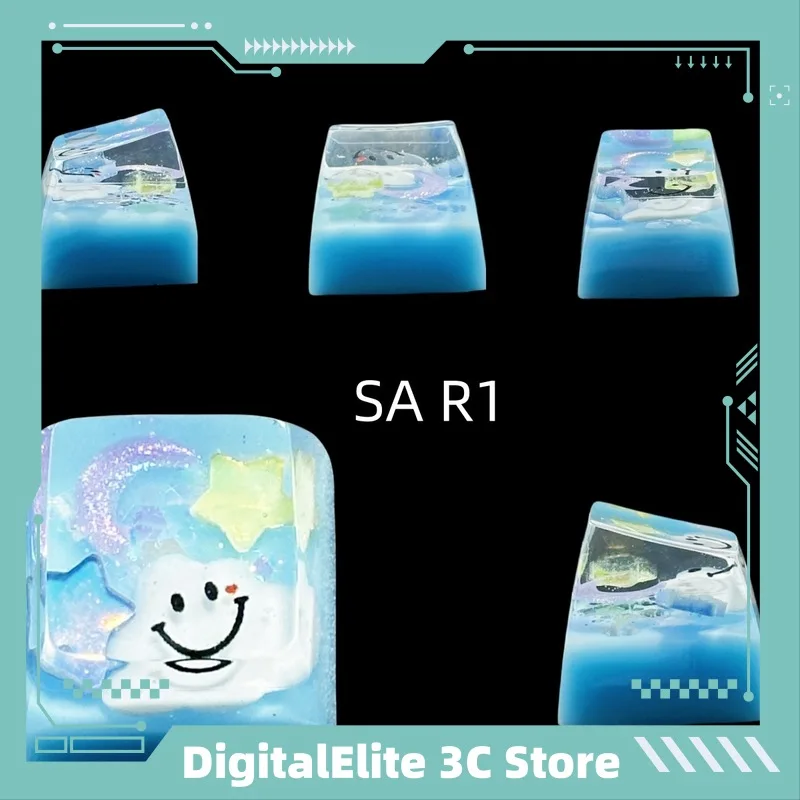 

Оригинальный смоляный капельный клей «сделай сам», прозрачный колпачок для клавиш с улыбкой и небом, одна деталь для механической клавиатуры, перекрестная ось, компьютерная периферия