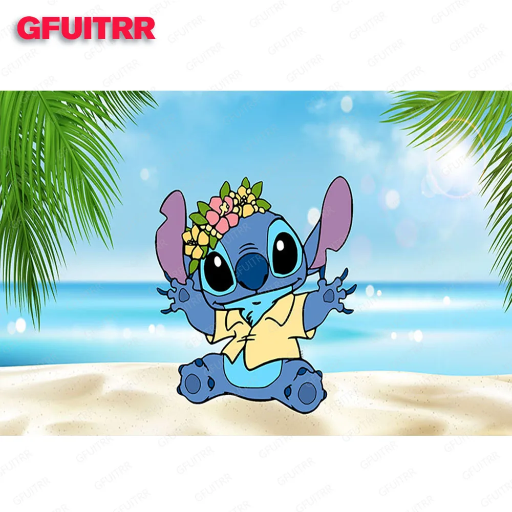 Lilo & Stitch Round Backdrop for Kids Birthday Party Decoration Photography Background Cylinder Cover Baby Shower Prop