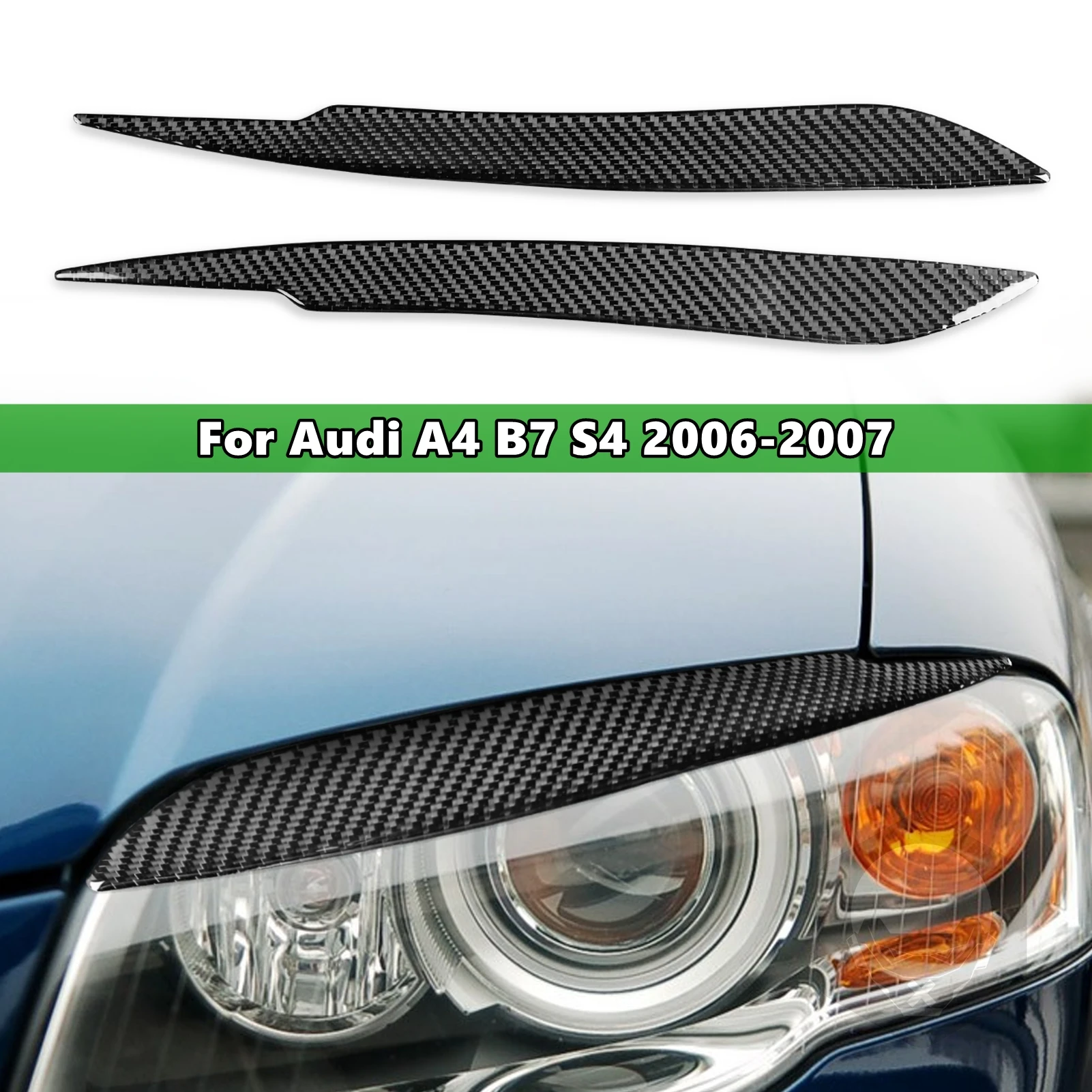 

2 Pcs Carbon Fiber Car Headlights Eyebrow Eyelids Trim Cover For Audi A4 B7 S4 2006-2007 Car Stickers Eyelids Trim Cover