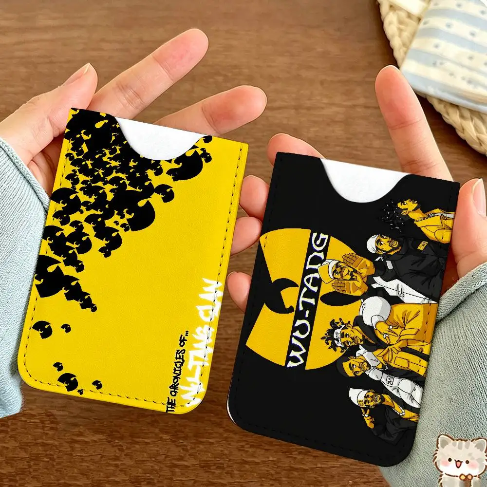 WU-TANG-CLAN HIP-HOP Ultra-Thin Mini Leather Card Holder Wallets for Men Women Lightweight Soft Genuine Leather Credit Card