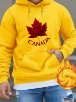 Canadian Maple Leaf Printed Men's Autumn/Winter Hoodie - Casual and Comfortable Pullover with Kangaroo Pockets