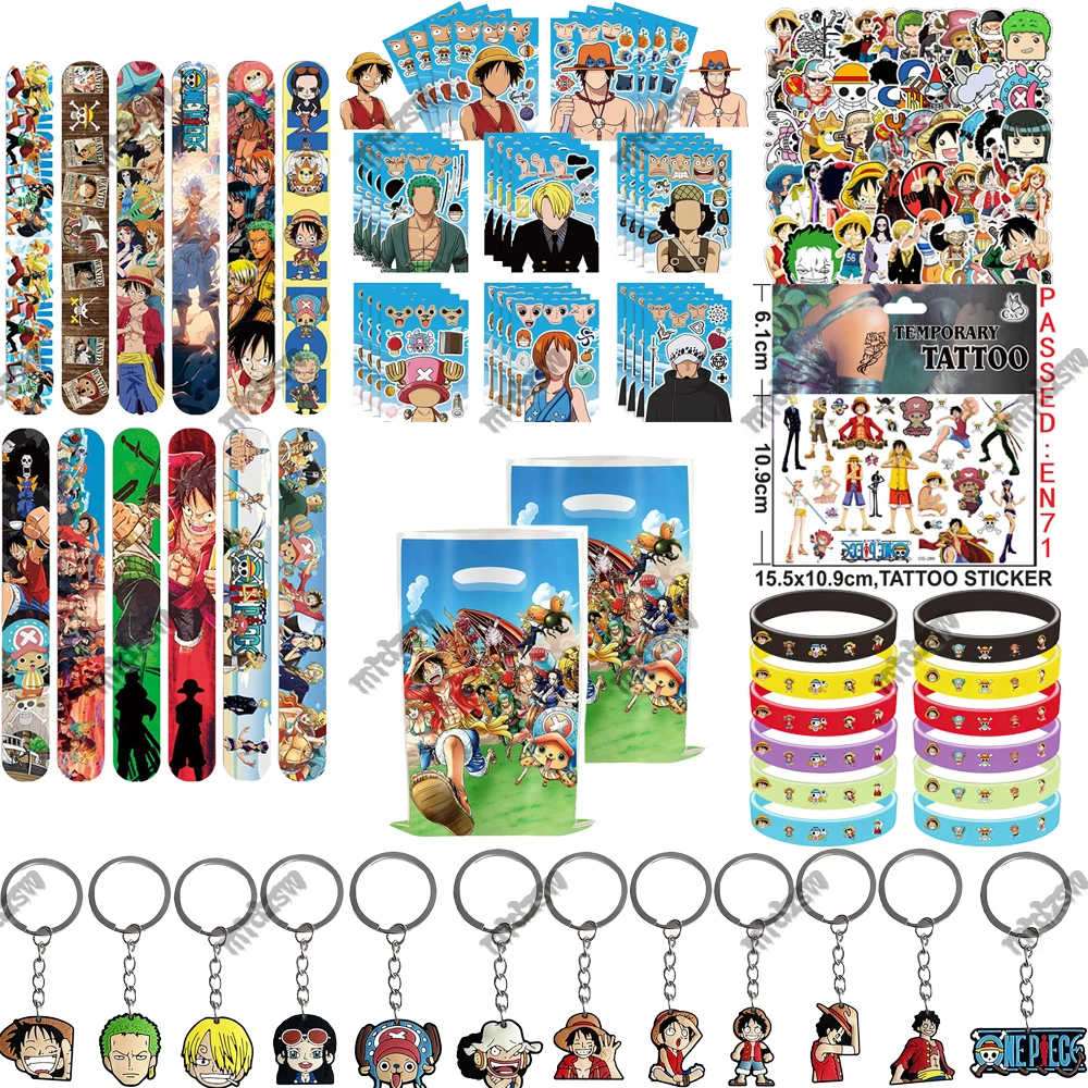 One Piece Themed Birthday Party Decorations Straw Hat Luffy Kids Fave Gifts Balloons Keychains Tattoo Stickers Gift Bags