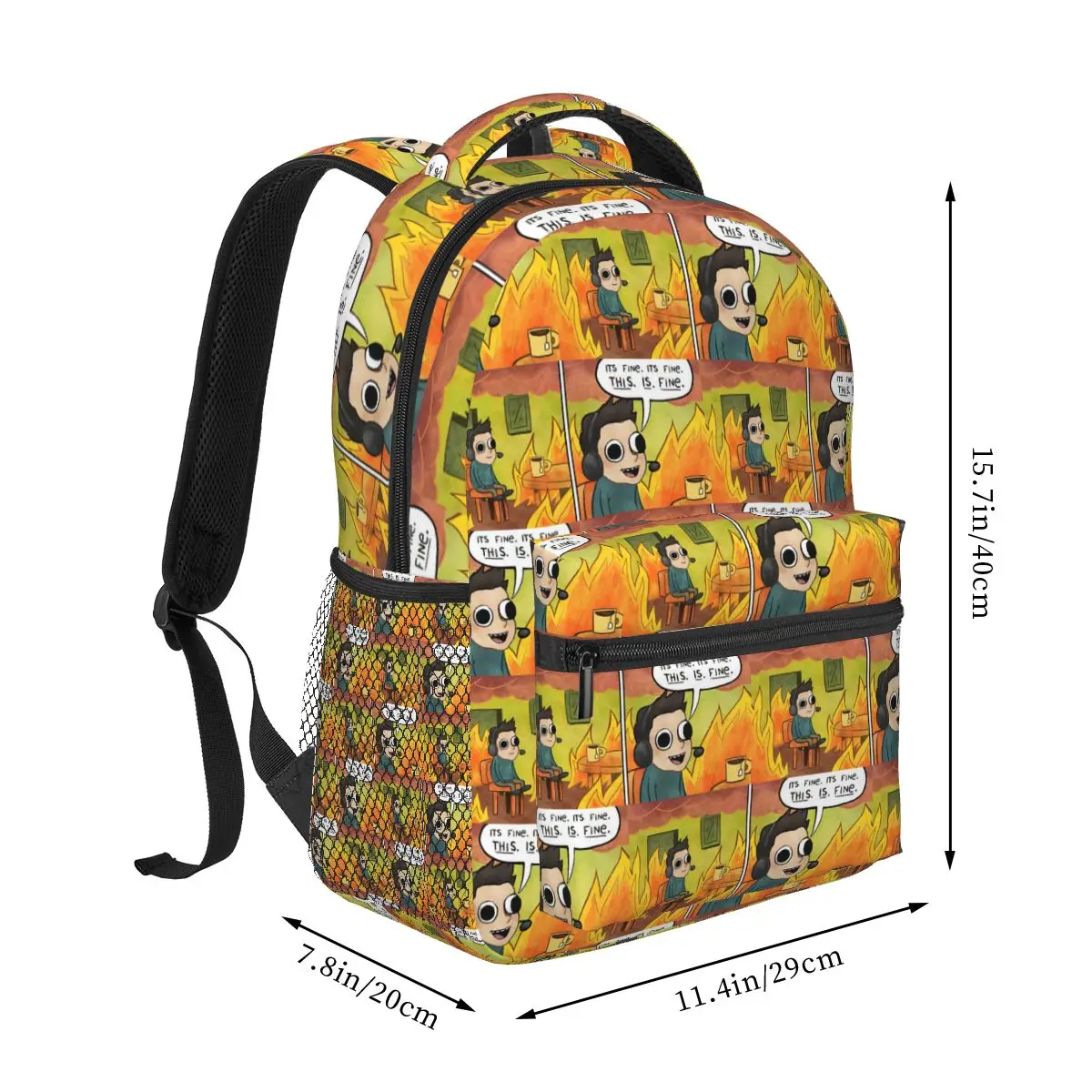 This Is Fine Things Are Going To Be Ok Meme Student Backpack School Bag Daypack for Boys Girls Fashion Bookbag Shoulder Bags