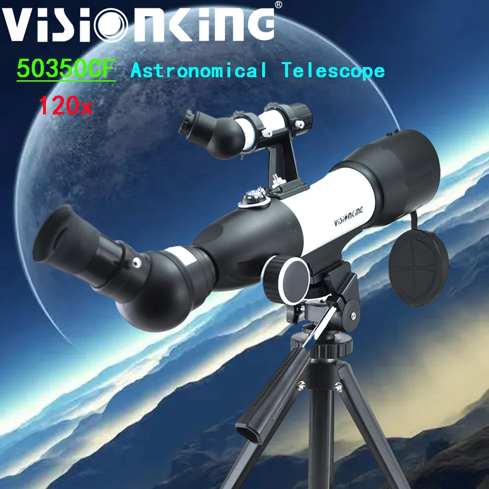 Visionking Professional 120X 50350 Refractor Astronomical Telescope Portable Monocular W/ Compass Observation Star Moon Camping