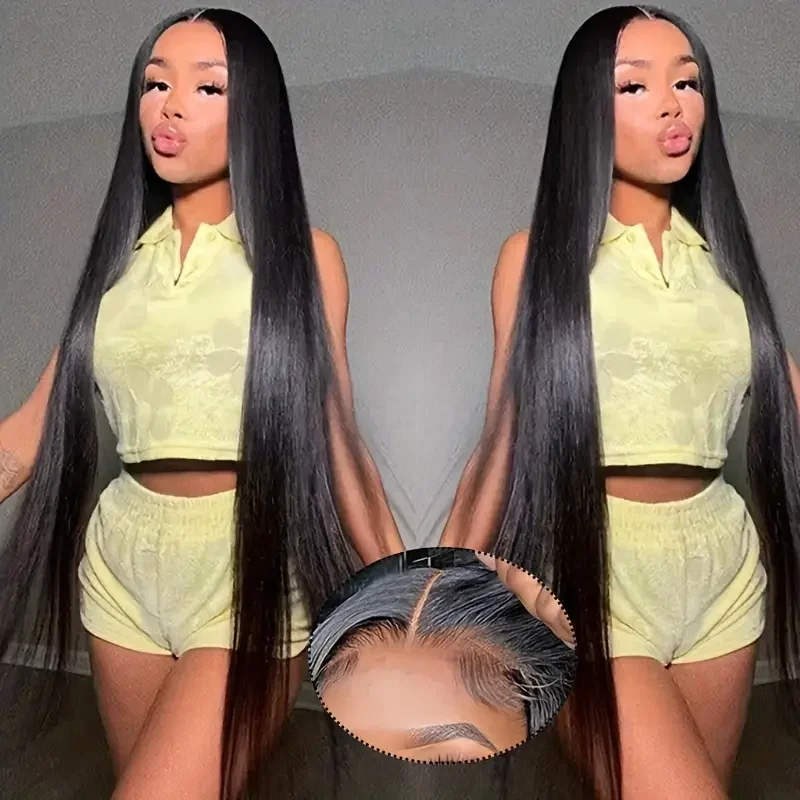 

180% Density Glueless Wig Wear and Go 6x4 Lace Closure Wig Pre Cut 5x5 Bone Straight Glueless Closure Human Hair Wigs For Women
