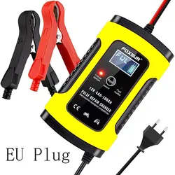 FOXSUR-cargador automático de batería de coche, cargadores de reparación de pulso de potencia de 12V 5A, batería de plomo ácido seca y húmeda Digital para SUV, pantalla LCD