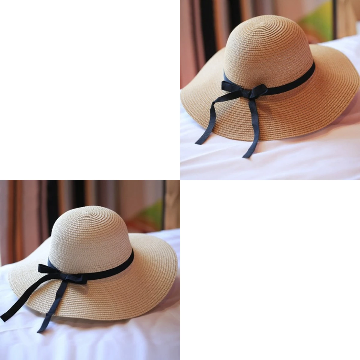 

Bow Tie Edge Fisherman's Hat Seaside Beach Tourism Vacation Outdoor Sun Hat Fashionable Casual Wide Eave High Roof Straw Hat