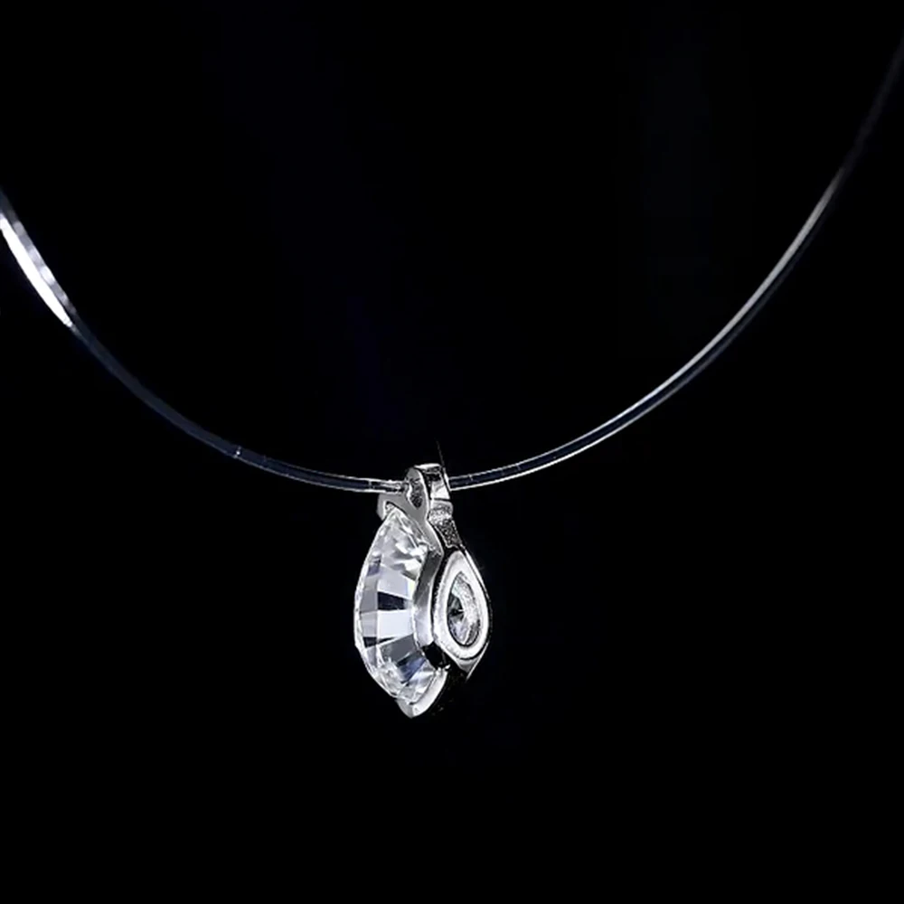 5 × 8 ミリメートル 1CT ペアカットモアッサナイトペンダントネックレス GRA 認定 925 スターリングシルバー釣り糸チョーカー女性パーティージュエリー
