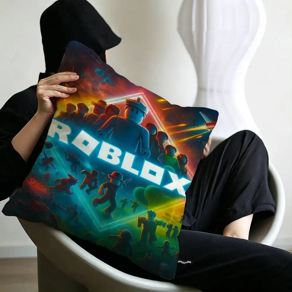 Hot Game R-Robloxs-X Coole Kissenbezüge, Cartoon-Sofa, dekorativ, für Zuhause, doppelseitiger Druck, kurzer Plüsch, niedlicher Kissenbezug – Detail 14