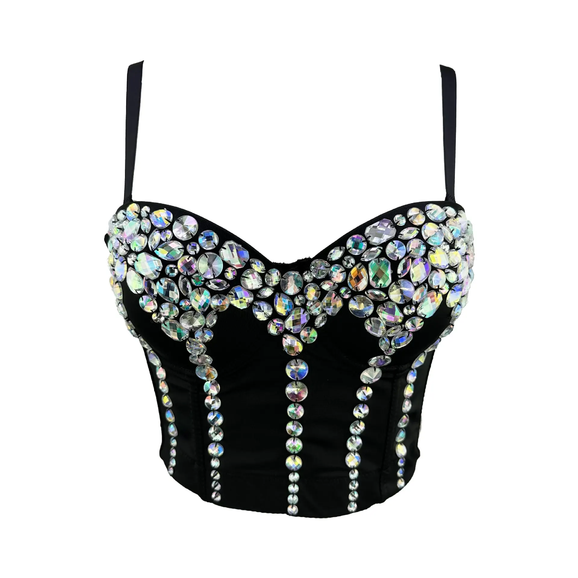 S965 Dropship Fashion Luxury Clothes Sweet Memory Acrylic Diamond Tank Top Handmade Performance Outfit for Women Vestidos