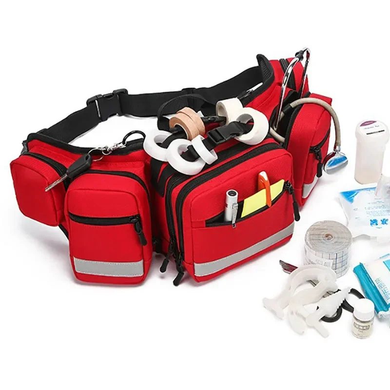 Travel Rescue Waist Bag First Aid Fanny Pack Medical Storage Red Empty Pouch Compact Survival Medicine Pocket Shoulder Bag