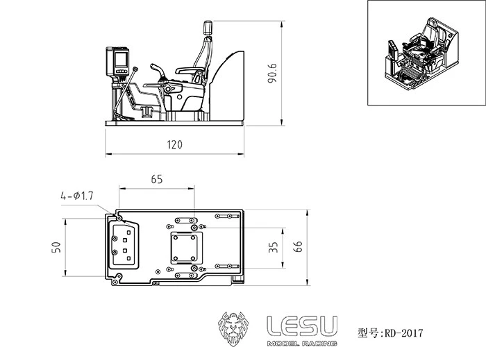 1/14 Bagger-Modell, Modifikation eines Baufahrzeugs, Sitz mit Schalterinstallation, simulierte Form für das Innenraumdesign der Fahrerkabine, Modell Le – Detail 7