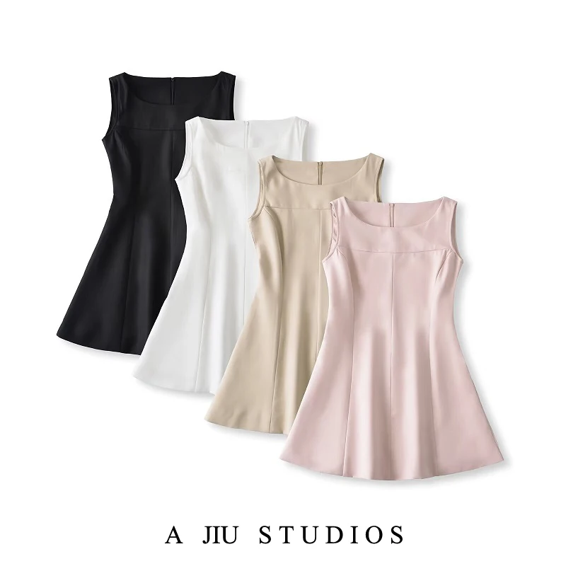 

Элегантная черно-белая женская летняя юбка-трапеция с завышенной талией для стройности, уличный стиль