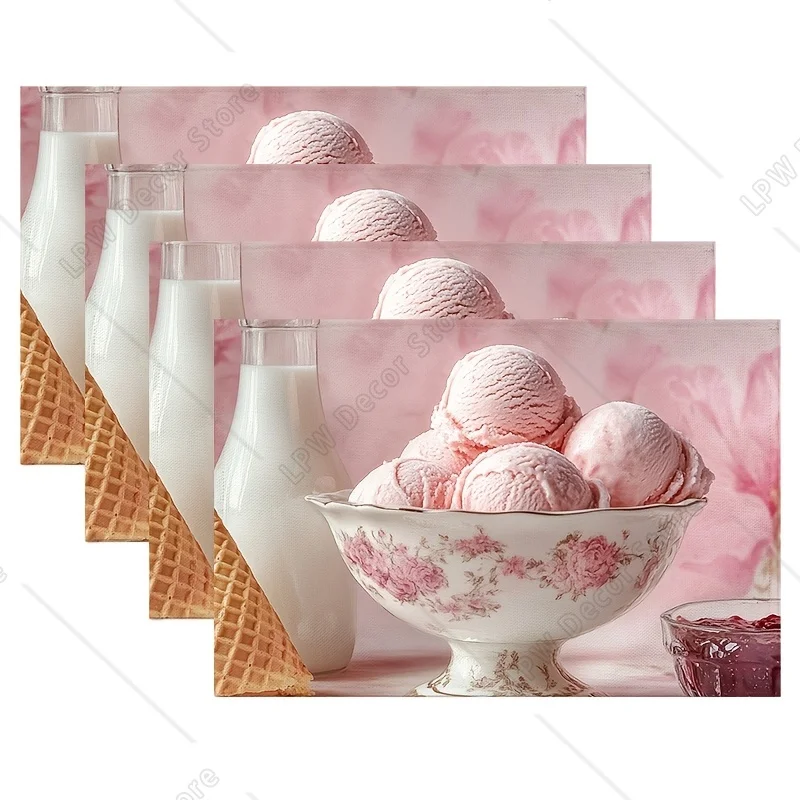 

Набор из 4 ложек для мороженого в деревенском стиле, дизайнерские салфетки 12x18 дюймов, полиэфирная трикотажная ткань, только ручная стирка, прямоугольная фермерская столовая