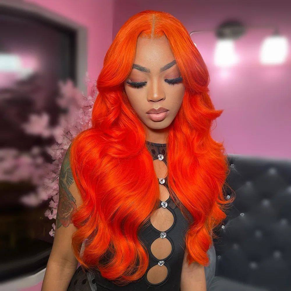 

Ginger Orange 13x4 13x6 Lace Front Human Hair Wig Pre Plucked Brazilian Body Wave Blonde Colored Lace Frontal Wigs For Women