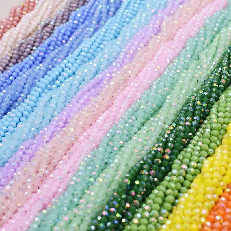 

4mm 110pcs/strand New Color Glass Beads Rondell Faceted Crystal Beaded Loose Spacer Beads For Jewelry Making DIY Bracelet
