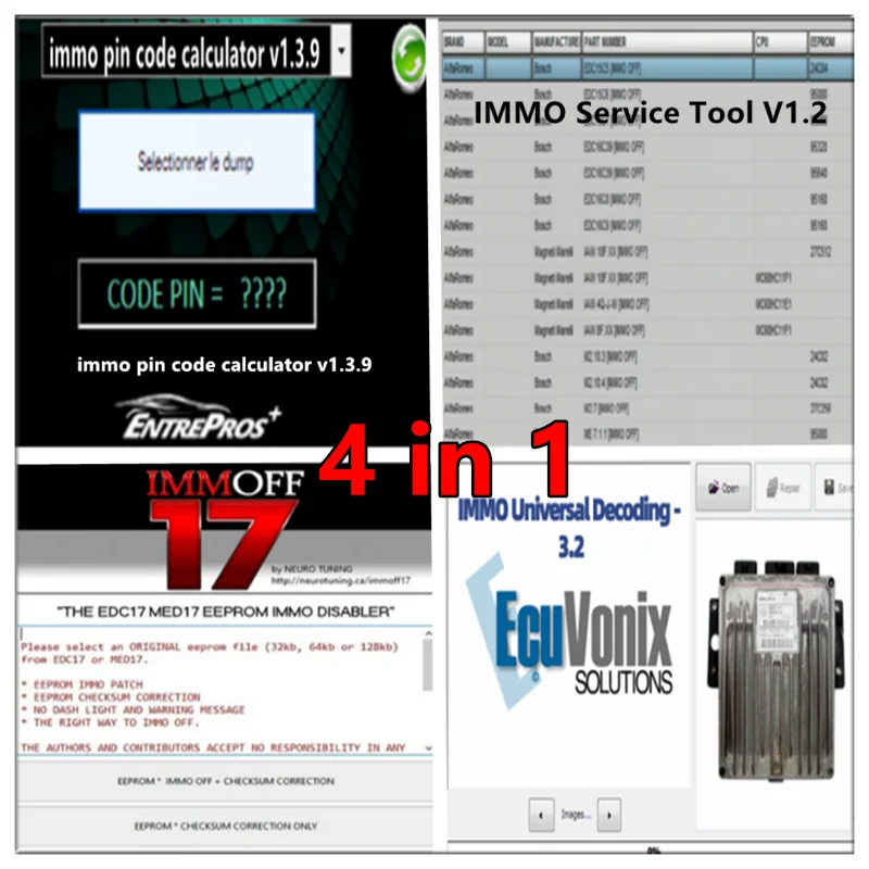 2026 hot, IMMO Service Tool V1.2+ immo pin code calculator v1.3.9 + IUD3.2 + IMMOFF17 4in1 Diagnostic Software unlimited install