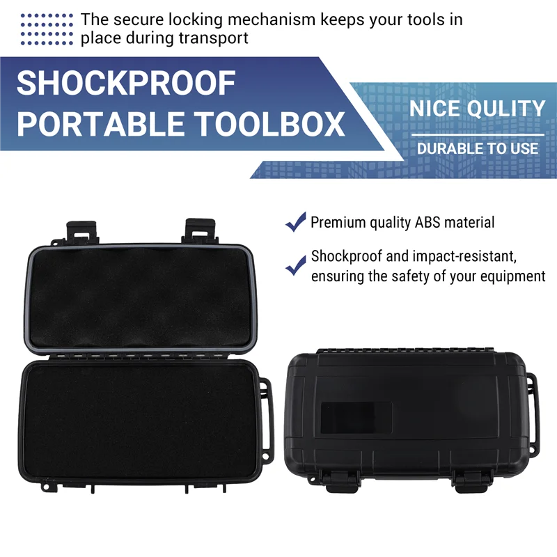 B17C Black Hard Shell ABS Carrying Toolbox Shockproof Portable Toolbox Secure Tools Safety Instrument Tool Storage Case