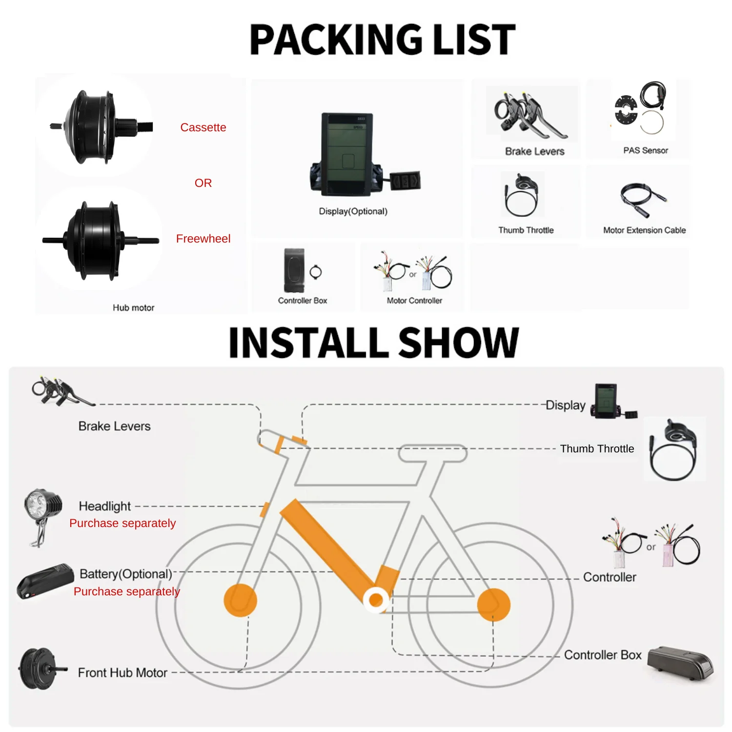 Kit motore mozzo ruota 36V 48V 250W 350W 500W motore mozzo Ebike motore posteriore cassetta conversione ruota libera Kit bicicletta elettrica