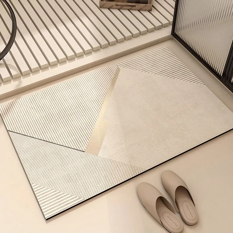 Bathroom Floor Mats Water-absorbing Non-slip Washable Carpet Diatom Mud Toilet Door Rugs, Imitation Tile Texture Foot Mat 욕실 카펫