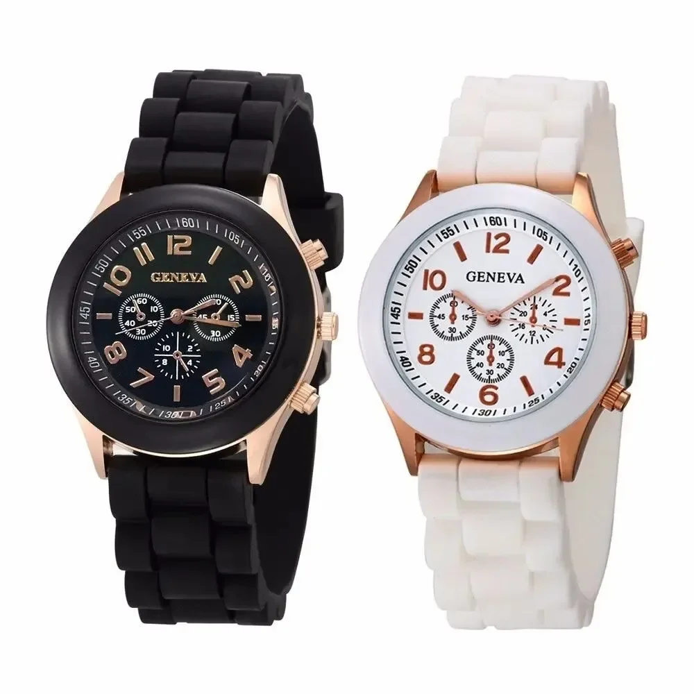 Geneva Silicone Women Watch Ladies Fashion Dress Quartz Wristwatch Female Clock Jelly Colorful Children's Watch Men Leisure