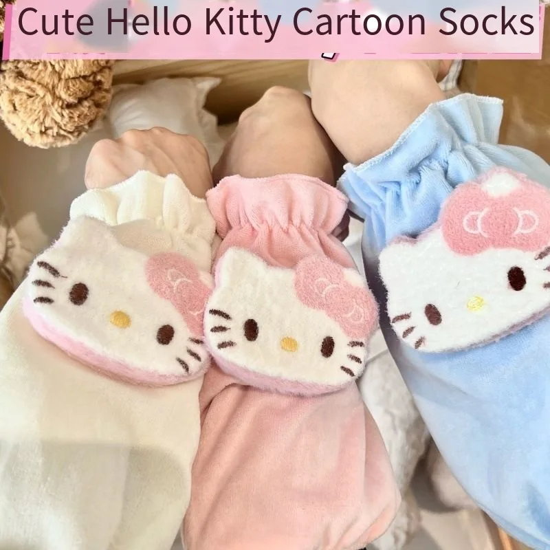 

Sanrios грязеотталкивающие нарукавники с героями мультфильмов Kawaii Hello Kitty, детские рукава, новые офисные нарукавники с защитой от пятен, подарок в виде сердца для девочек