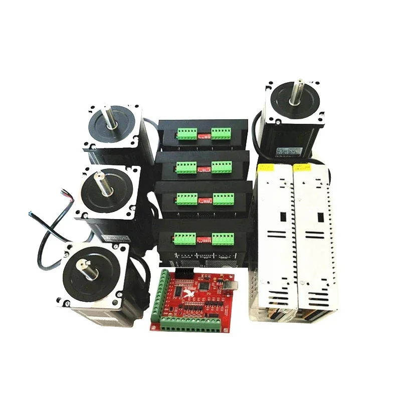 CNC Router Kit 4Axis:4 Pcs DMA86H Stepper Motor Driver+Nema34  86HS4802+4 Axis Interface Board+ Power Supply