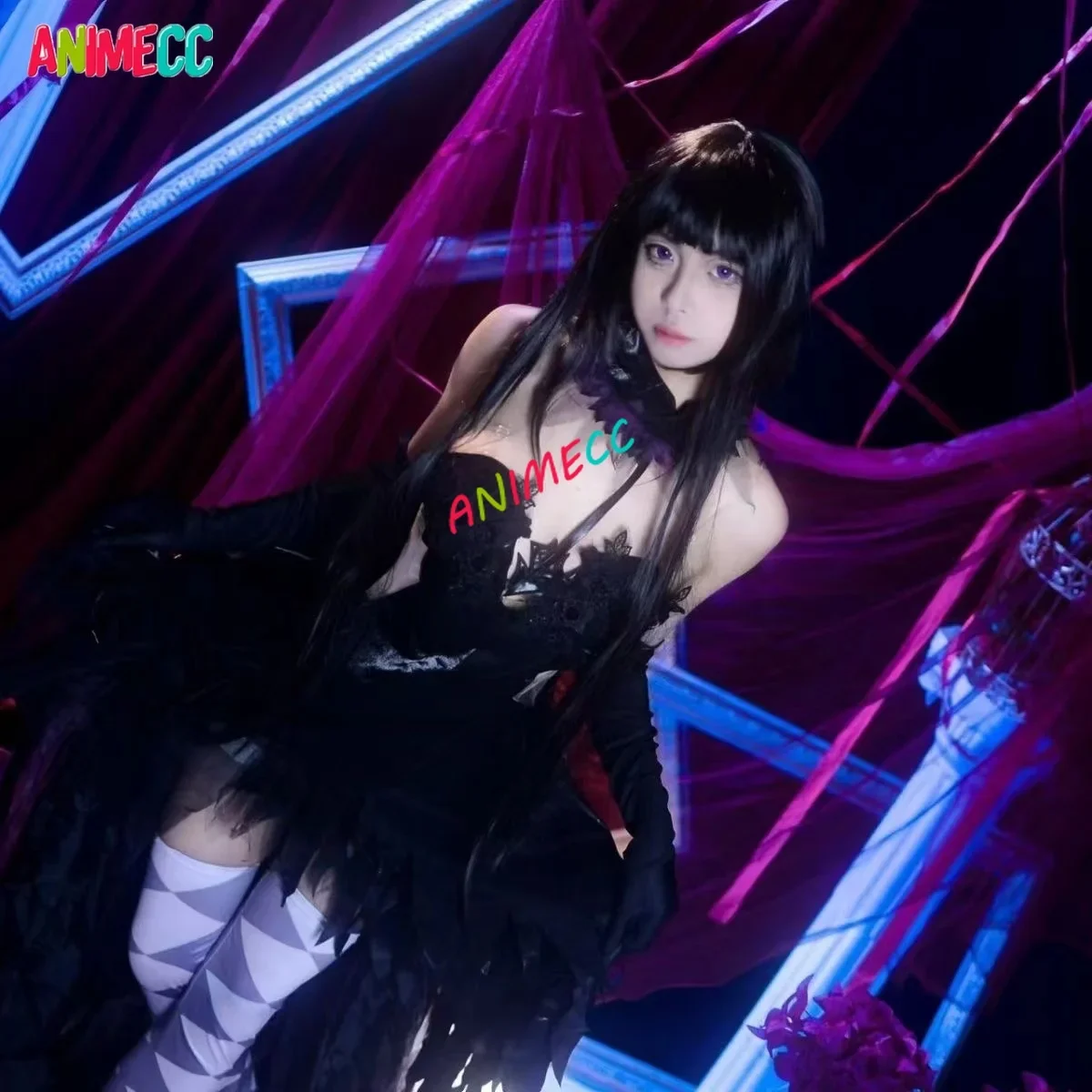 

CosplayANIMECC in Stock S-XXL Akemi Homura Cosplay Devil Dress Wig Anime Madoka Magica Cosplay Halloween Party Outfits for Wome
