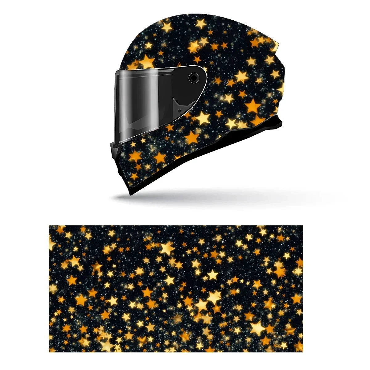 

Gold Stars Shining Brightly Full Helmet Wrap Sticker Motorcycle Helmet Racing Graphic Decal Vinyl Wrap Helmet Decor Sticker