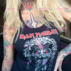 MAIDEN Vintage Y2k 90s slim top Harajuku Gothic Graphic Black Rock Heavy metal hip hop Streetwear sexy Punk club Tank Top
