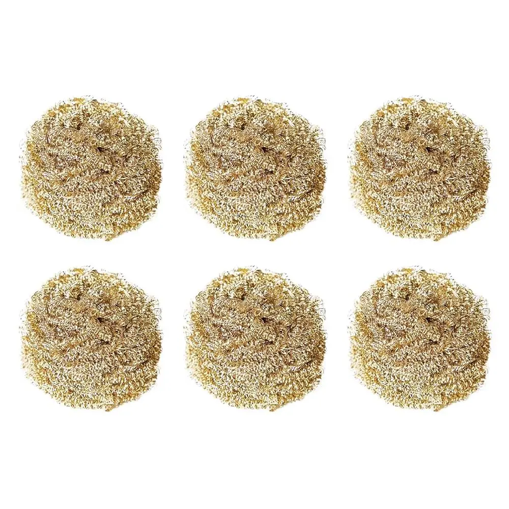 

6PCS Brass Kitchen Cleaner, Scrubbing Scour Copper Scrubber Non Scratch Dishes Scrubber Kitchen Steel Wool Easy Scouring Scru