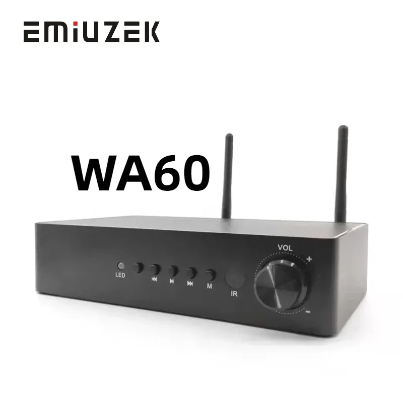 

WA60 60W*2 ESS9023 WiFi and Bluetooth HiFi Stereo Class D Digital Multiroom Amplifier with Spotify Airplay Equalizer Free App