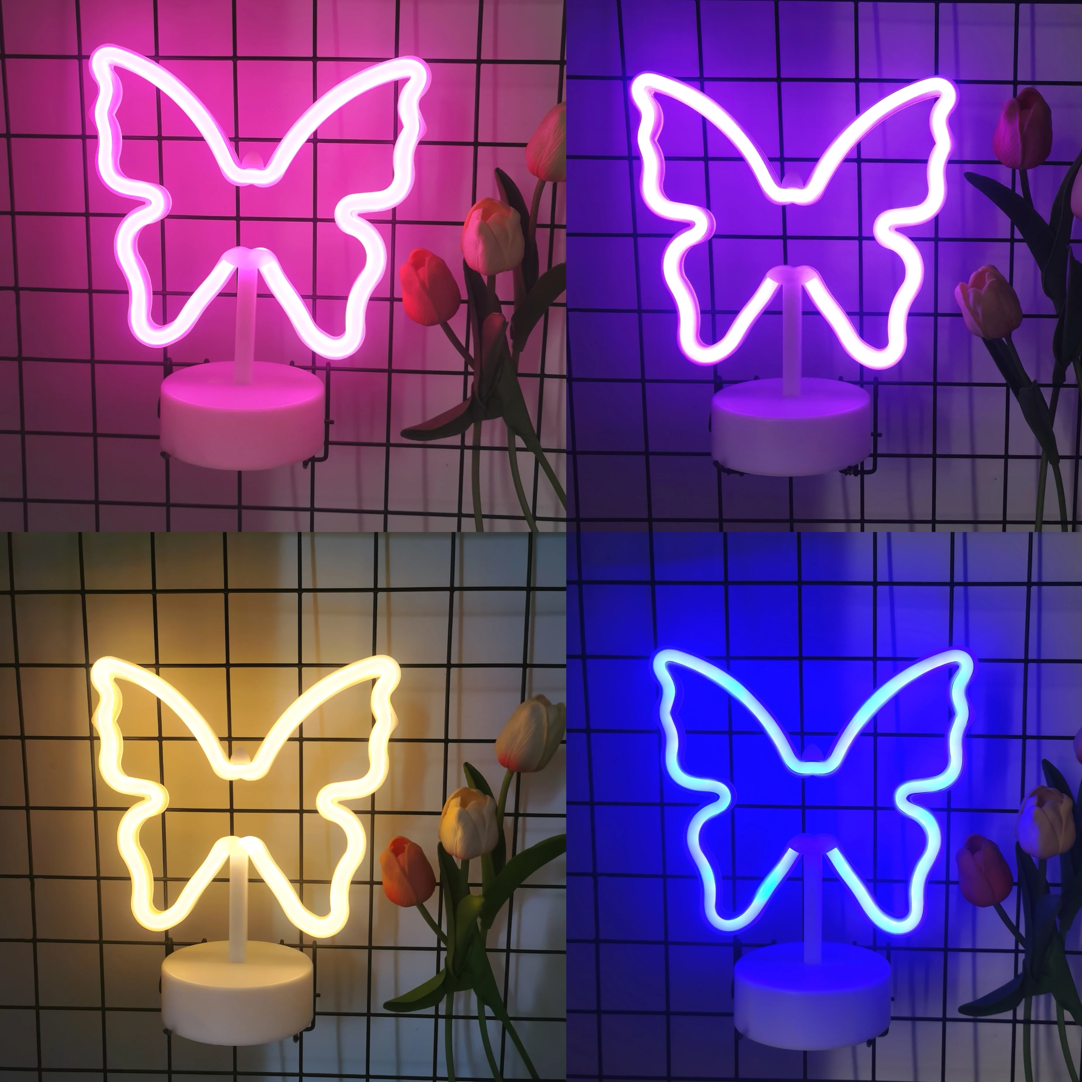 1 шт., неоновая бабочка для рабочего стола, Питание от USB/батареи, украшение для спальни для девочек, свадебное украшение, подарок на день рождения и День святого Валентина