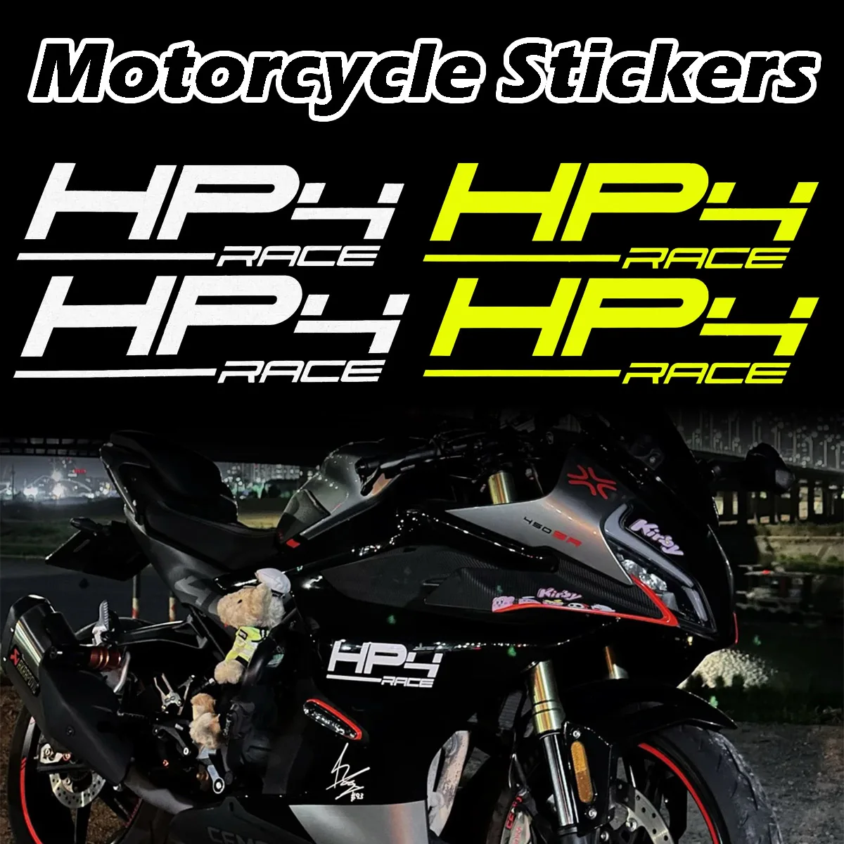 1 Pair HP4 Race Motorcycle Stickers Moto Body Helmets Vinyl Decals Accessories For BMW S1000RR R1200GS F900R S1000XR GS 750F